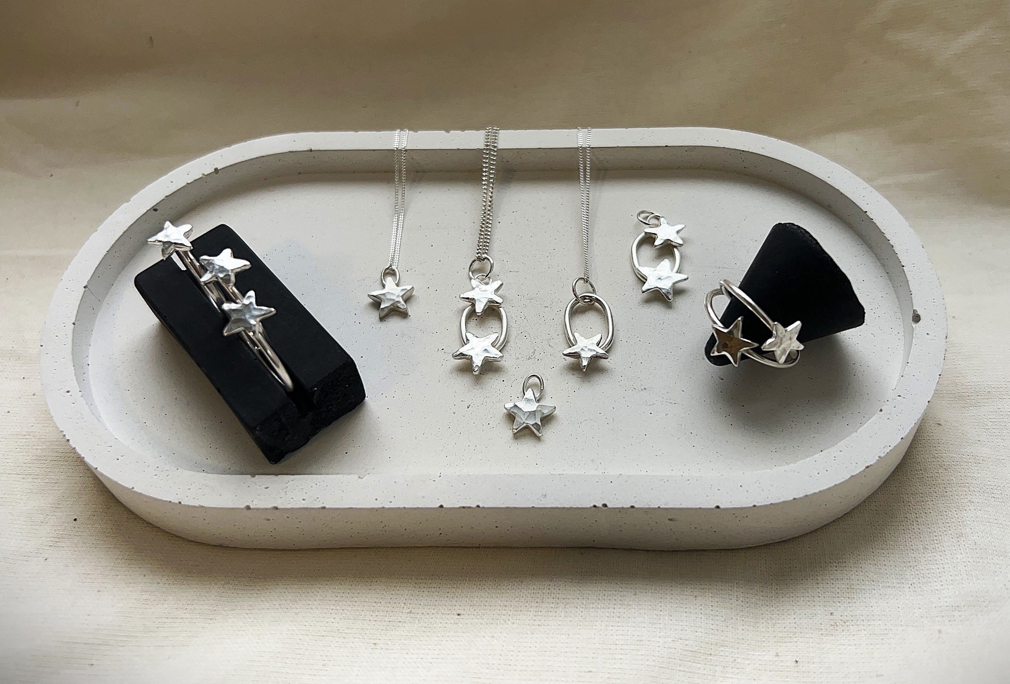 The Seren range, a collection of Sterling silver jewellery with a Hammered silver star