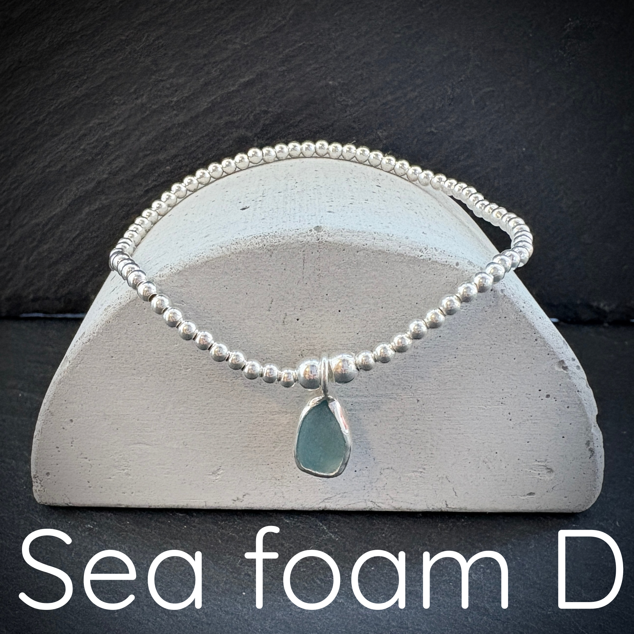 Sterling Silver Sea Glass stacking bracelet