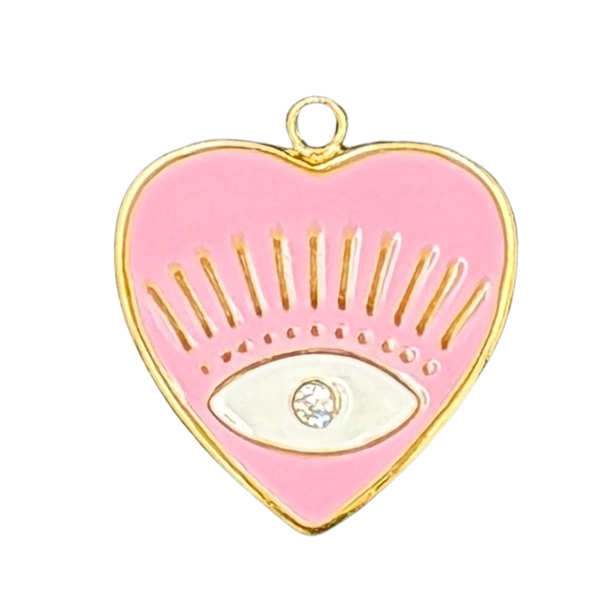 Pink eye heart charm