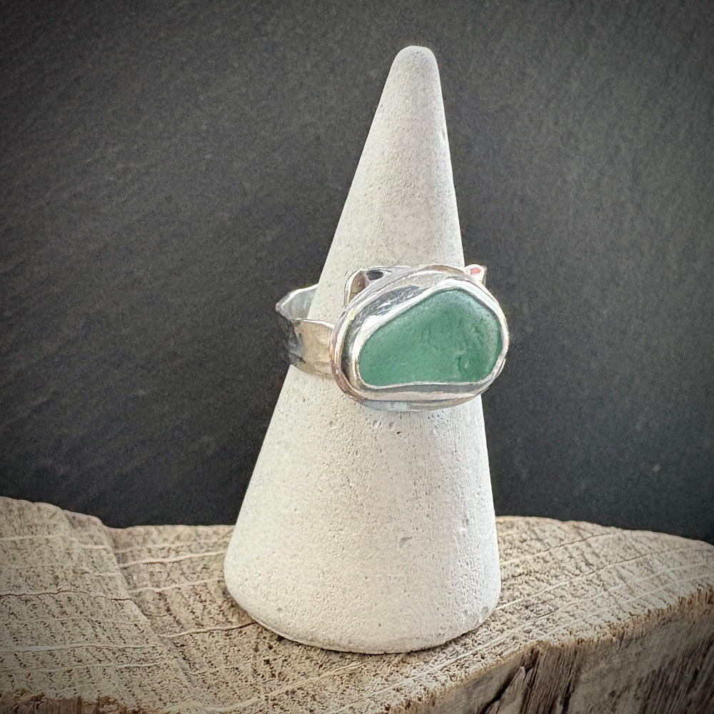 Turquoise Sea glass ring