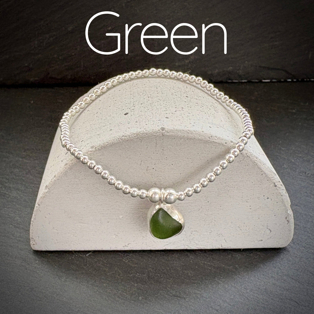 Sterling Silver Sea Glass stacking bracelet