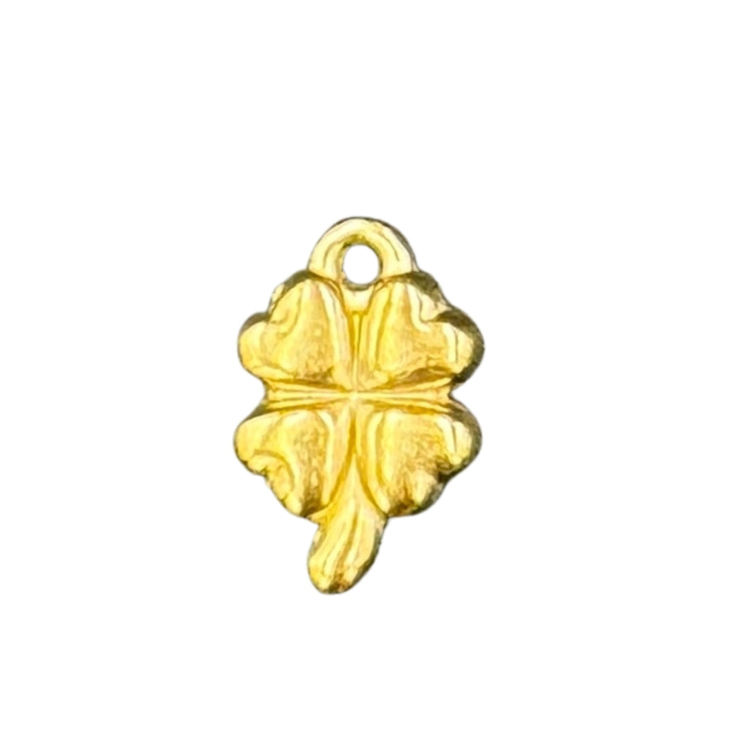 Gold four leaf clover charm