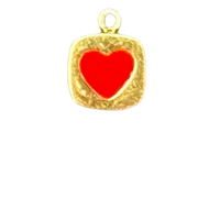 Red heart square charm