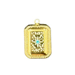 Turquoise crystal rectangle pendant charm