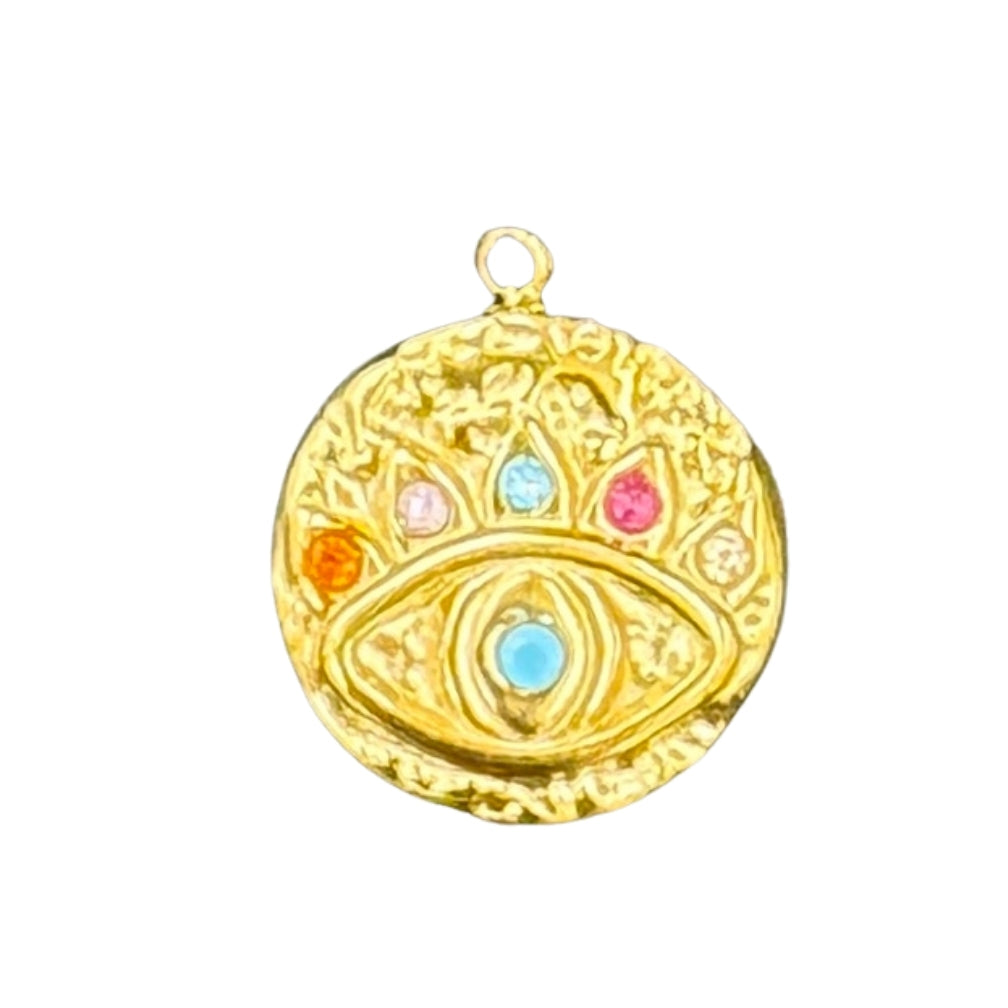 Evil eye circle pendant charm