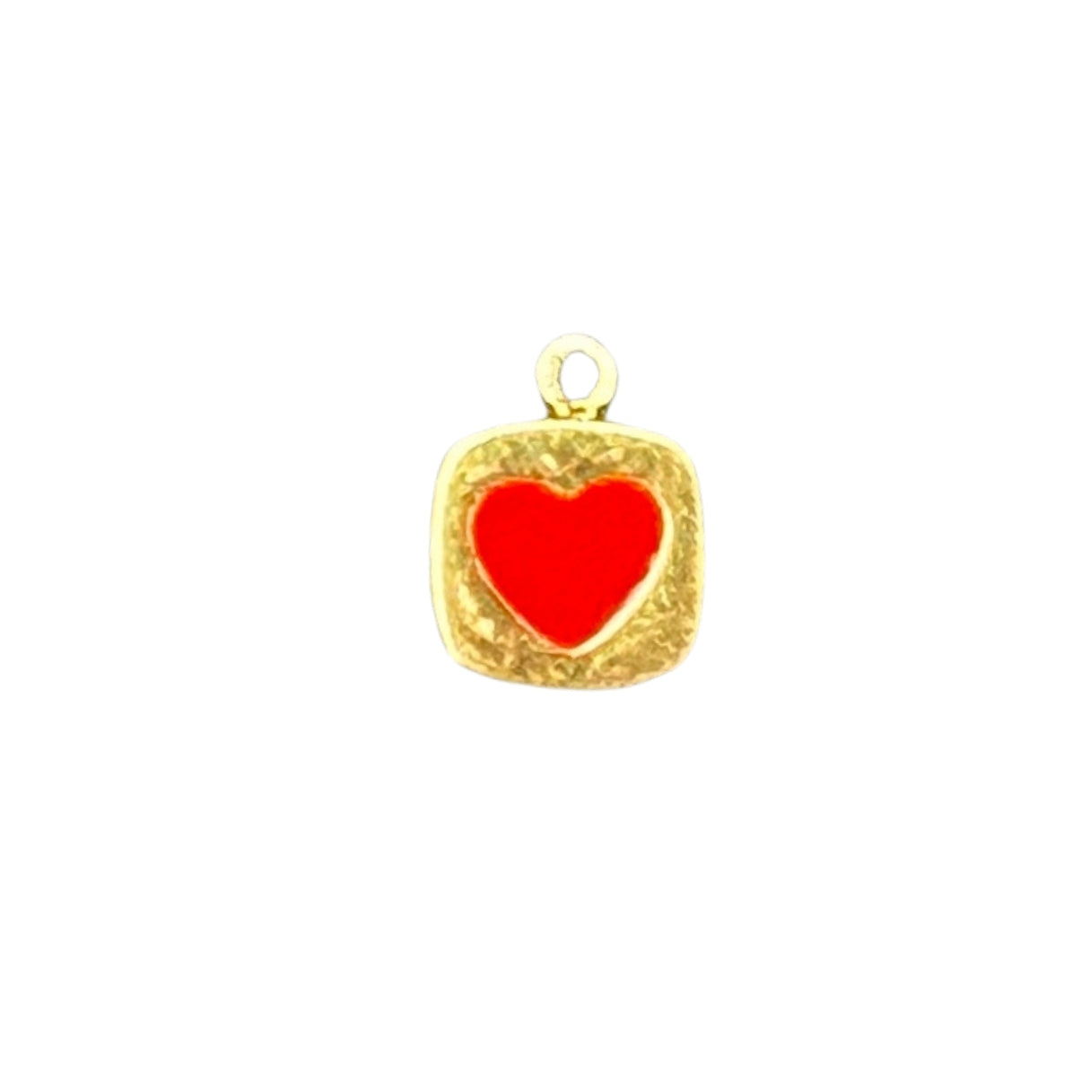 Red heart square charm