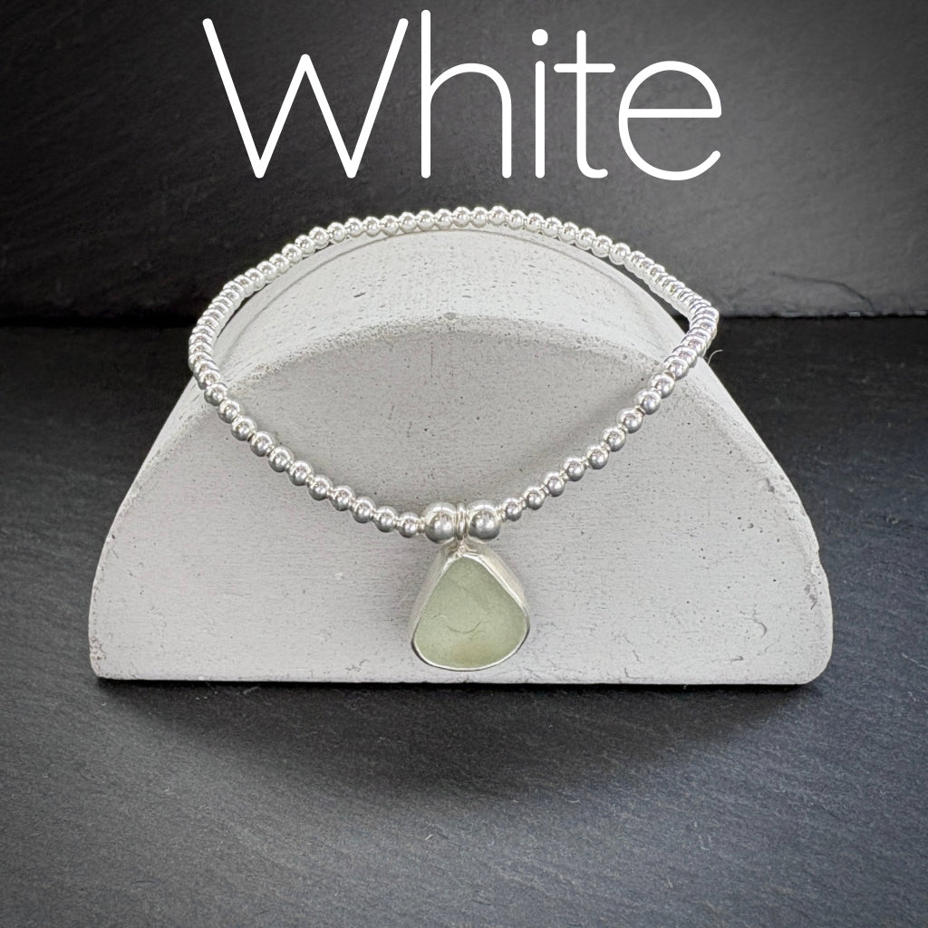 Sterling Silver Sea Glass stacking bracelet