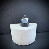 Blue Sea Glass adjustable Sterling Silver ring