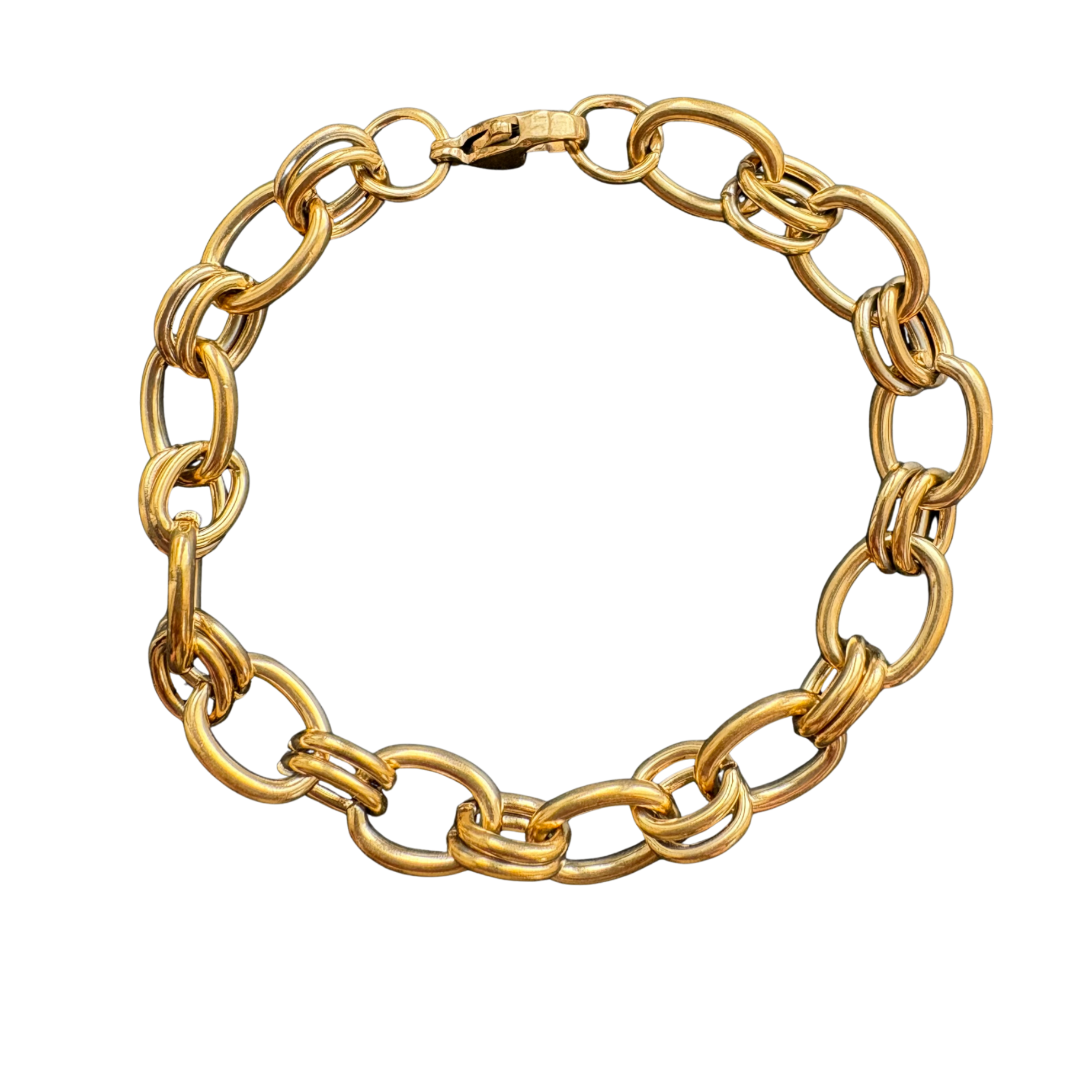 Chunky double link bracelet 7" Gold