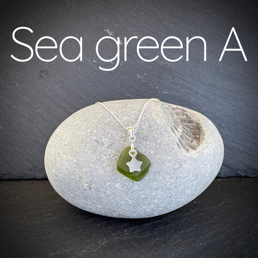 Small Sea Glass necklace with star charm