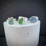 Turquoise Sea Glass adjustable Sterling Silver ring