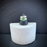 Green Sea Glass adjustable Sterling Silver ring