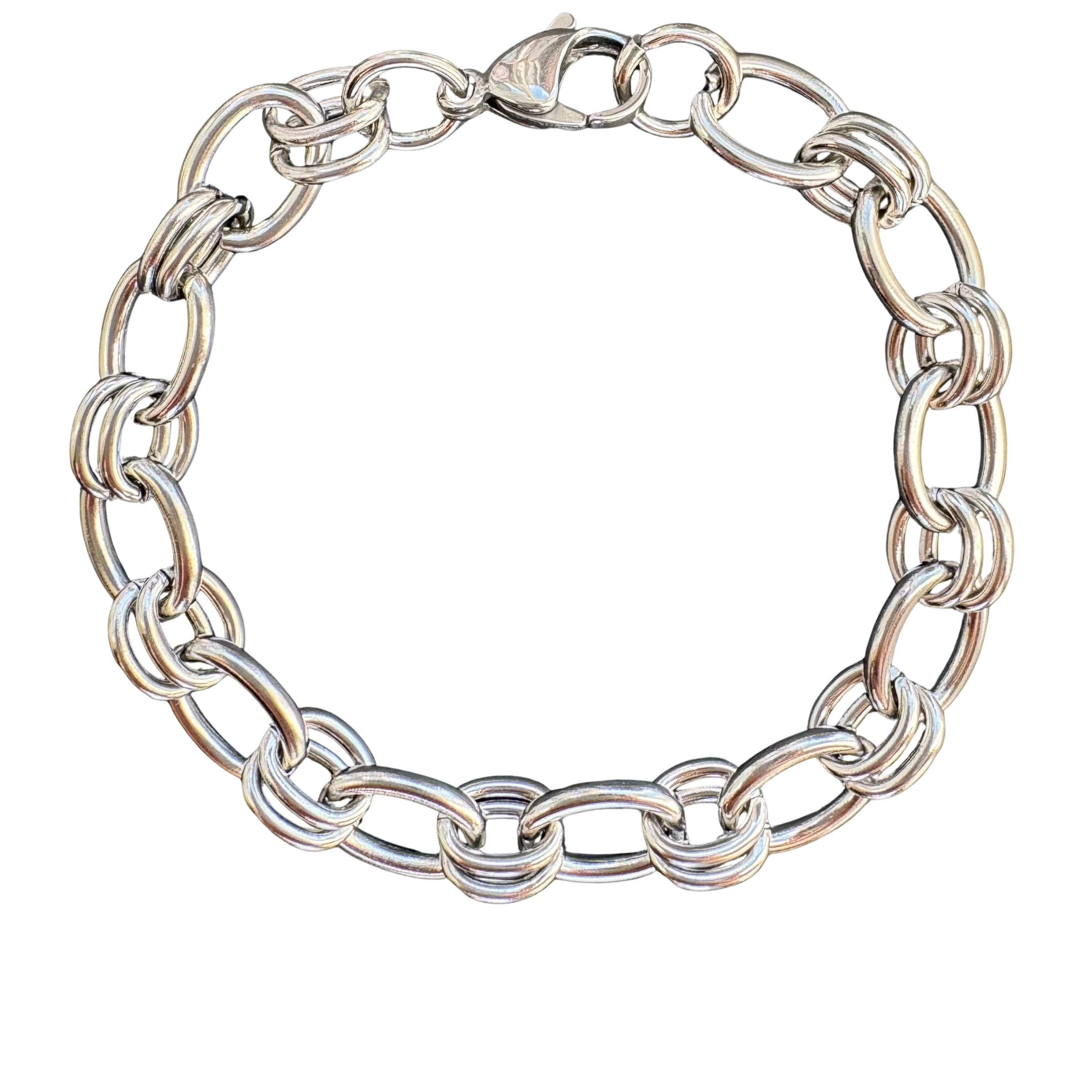 Double link bracelet 7" Silver