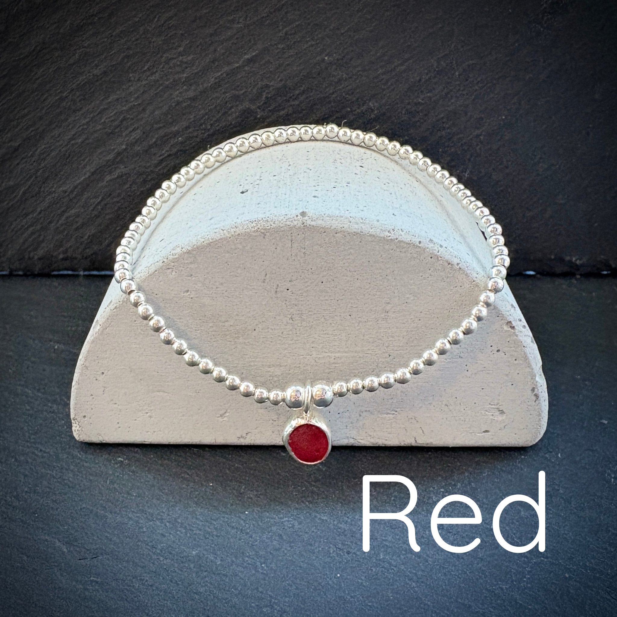 Sterling Silver Sea Glass stacking bracelet