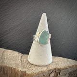 Turquoise Sea Glass adjustable Sterling Silver ring b