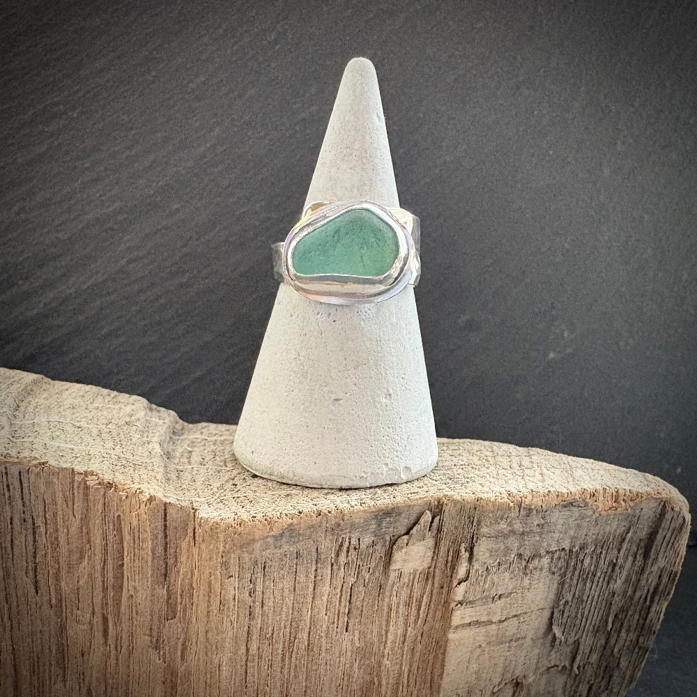 Turquoise Sea glass ring