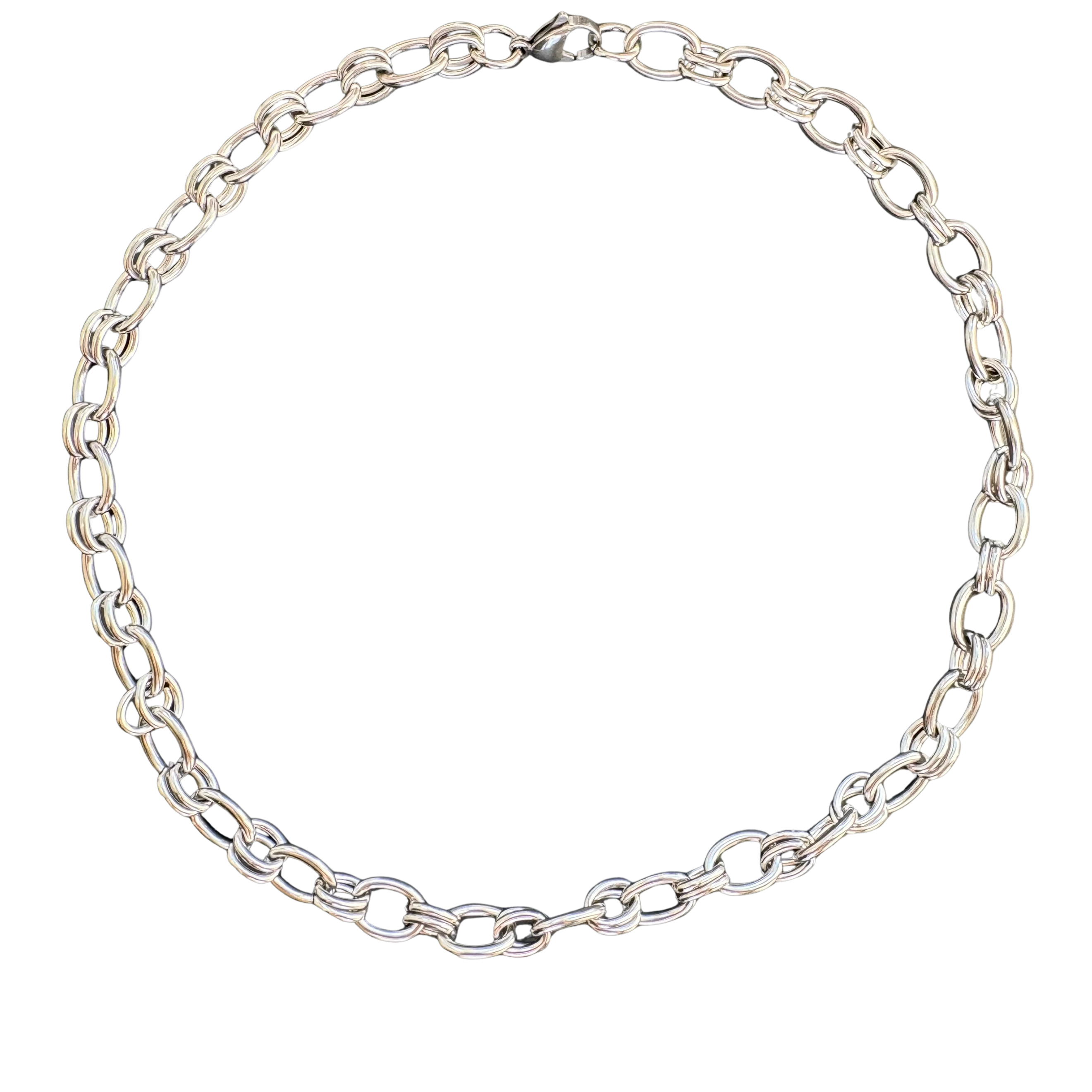 Double link Necklace 18" Silver