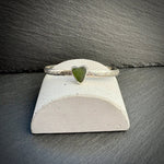 Sterling Silver cuff bangle with a green sea glass heart 