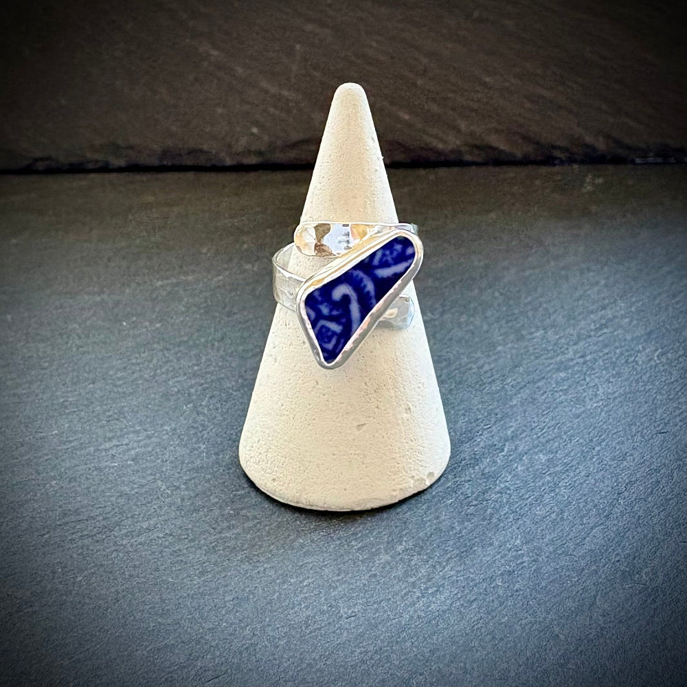 Dark Blue Sea Pottery silver ring