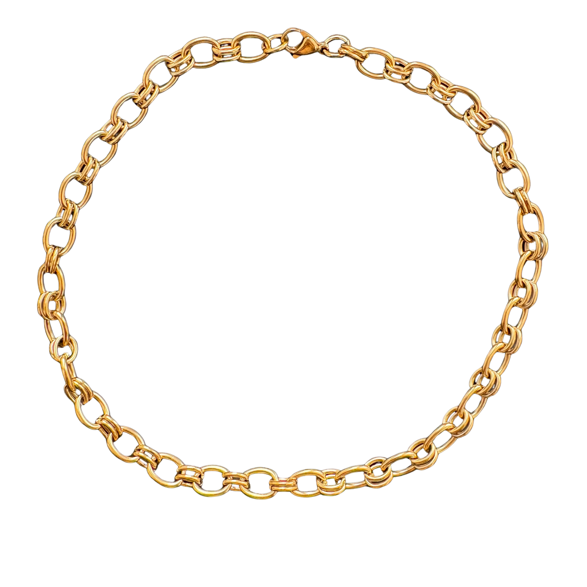Chunky double link Necklace  18" Gold