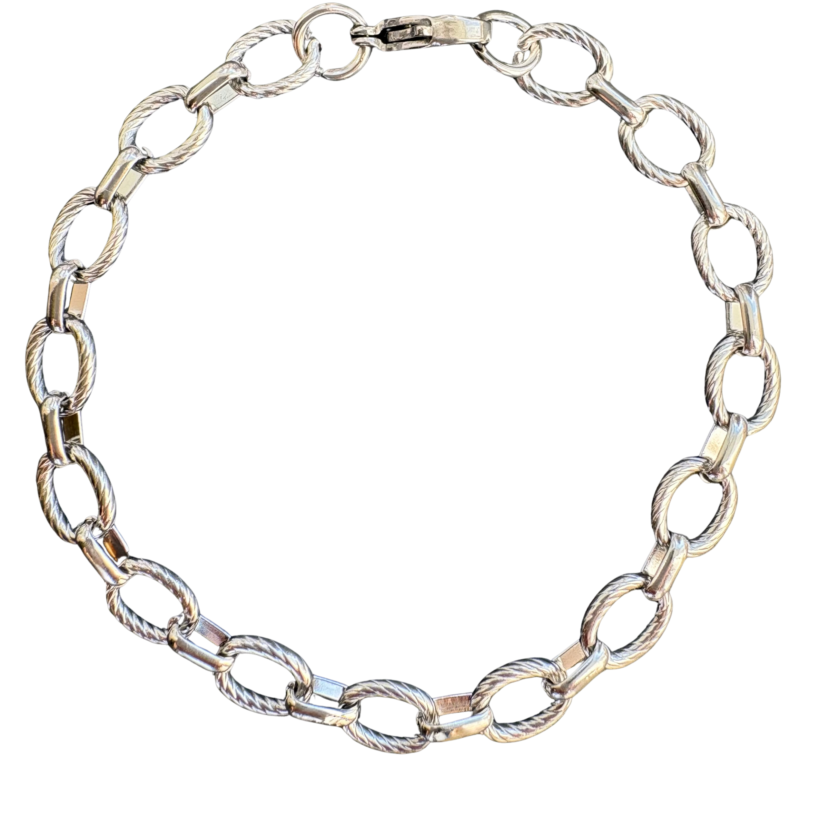 Textured link bracelet 7" Silver