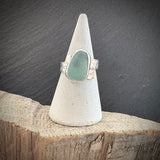 Turquoise Sea Glass adjustable Sterling Silver ring b