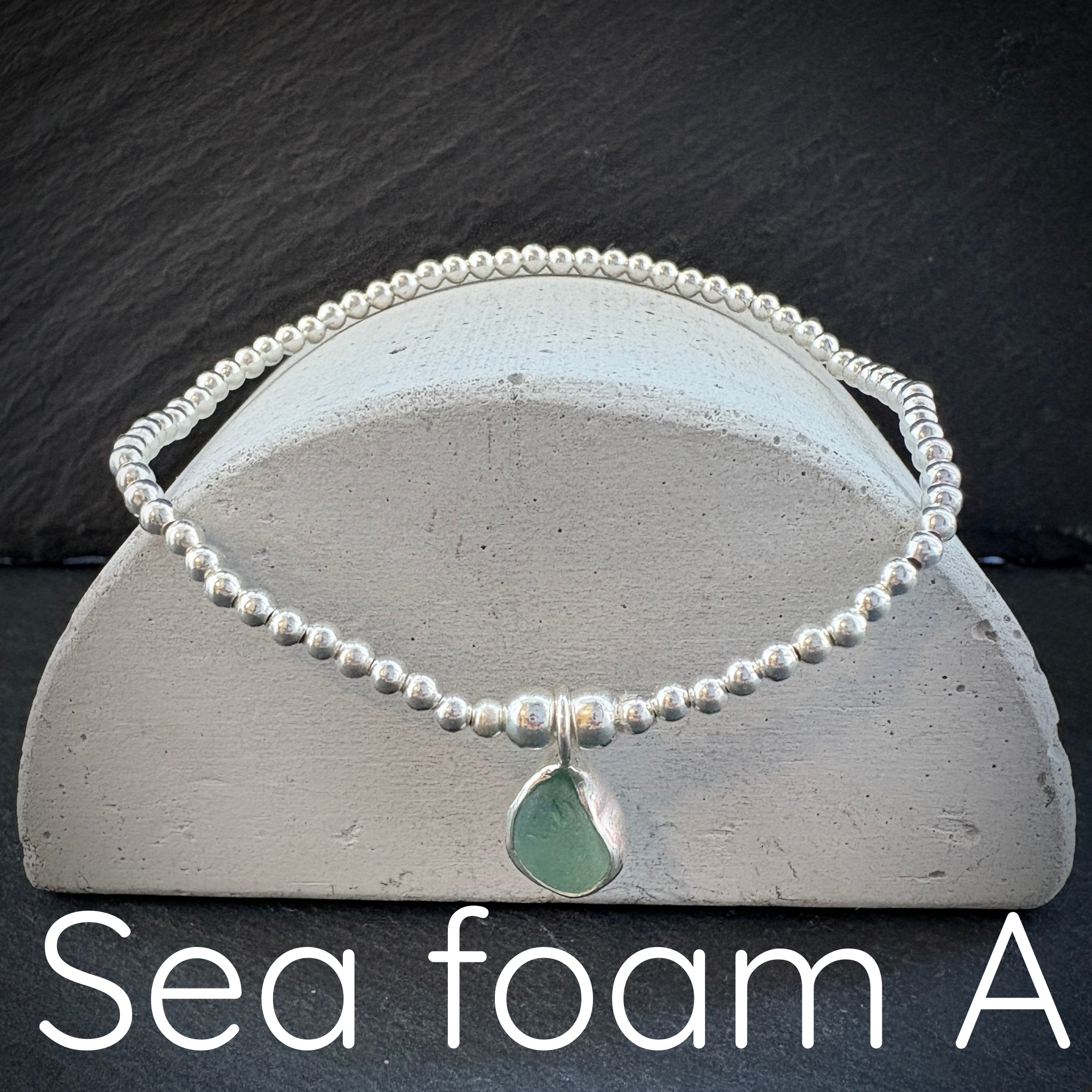 Sterling Silver Sea Glass stacking bracelet