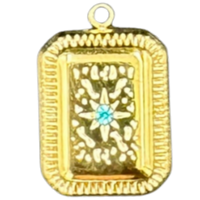Charm Bar charm Turquoise crystal rectangle pendant