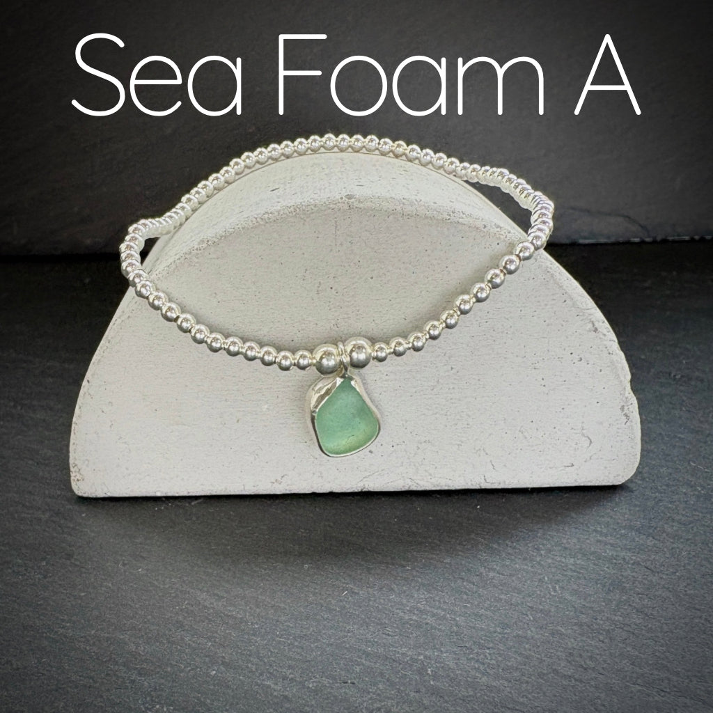 Sterling Silver Sea Glass stacking bracelet