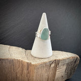 Turquoise Sea Glass adjustable Sterling Silver ring b