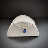 Custom order for Nat.Sterling Silver Sea Glass stacking bracelet- Blue