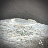 Rock Pool Sterling Silver Heart Sea Glass cuff bangle