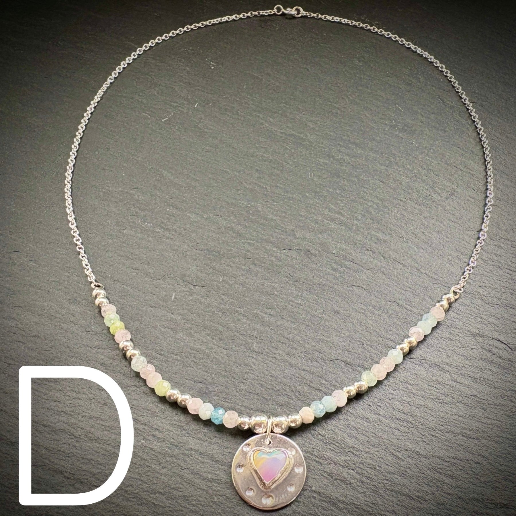 Aurora heart on a sterling silver necklace