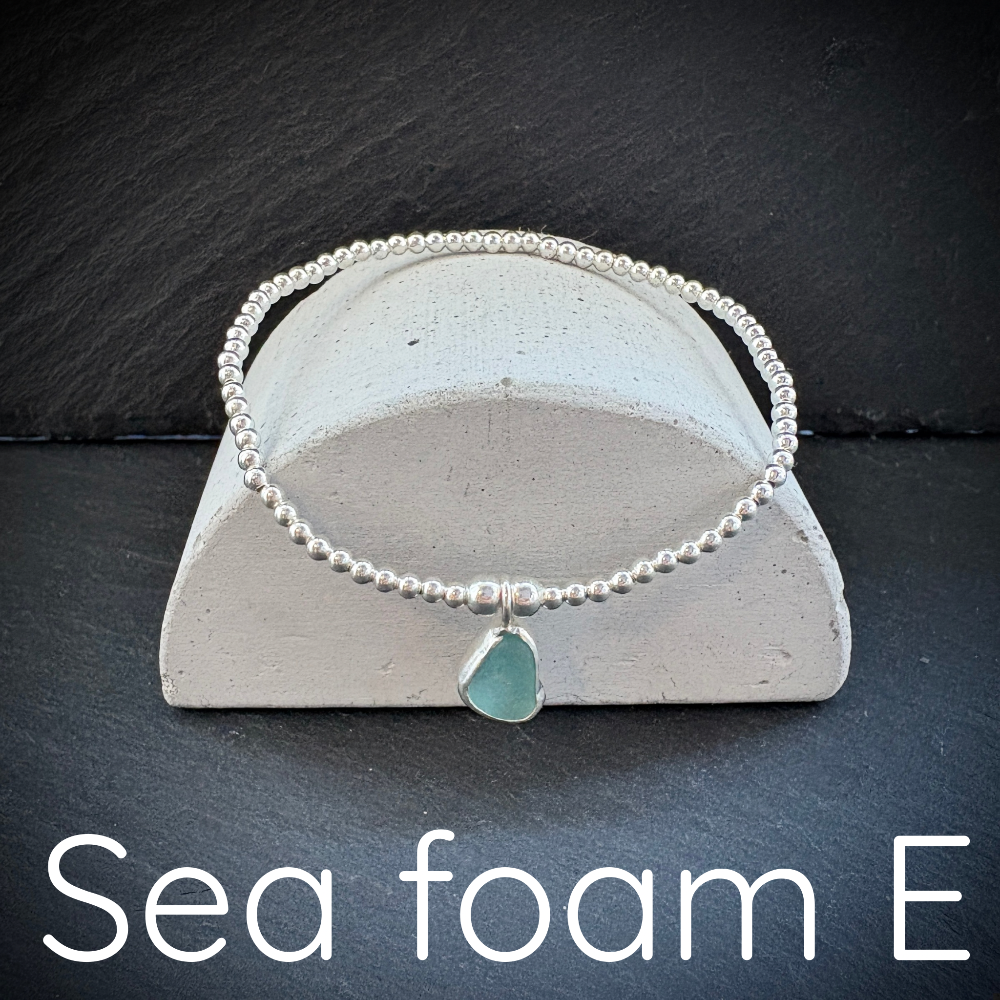 Sterling Silver Sea Glass stacking bracelet
