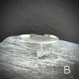 Rock Pool Sterling Silver Heart Sea Glass cuff bangle