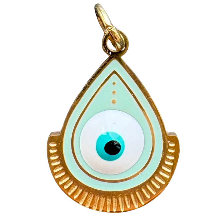 Blue Evil eye gold charm bar charm