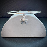 Bow charm Sterling silver bangle