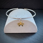 Bow charm Sterling silver bangle gold plated bow