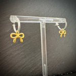 Bow charm Sterling silver earrings Gold plated