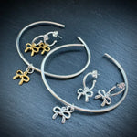 Bow charm Sterling silver earrings and bangle