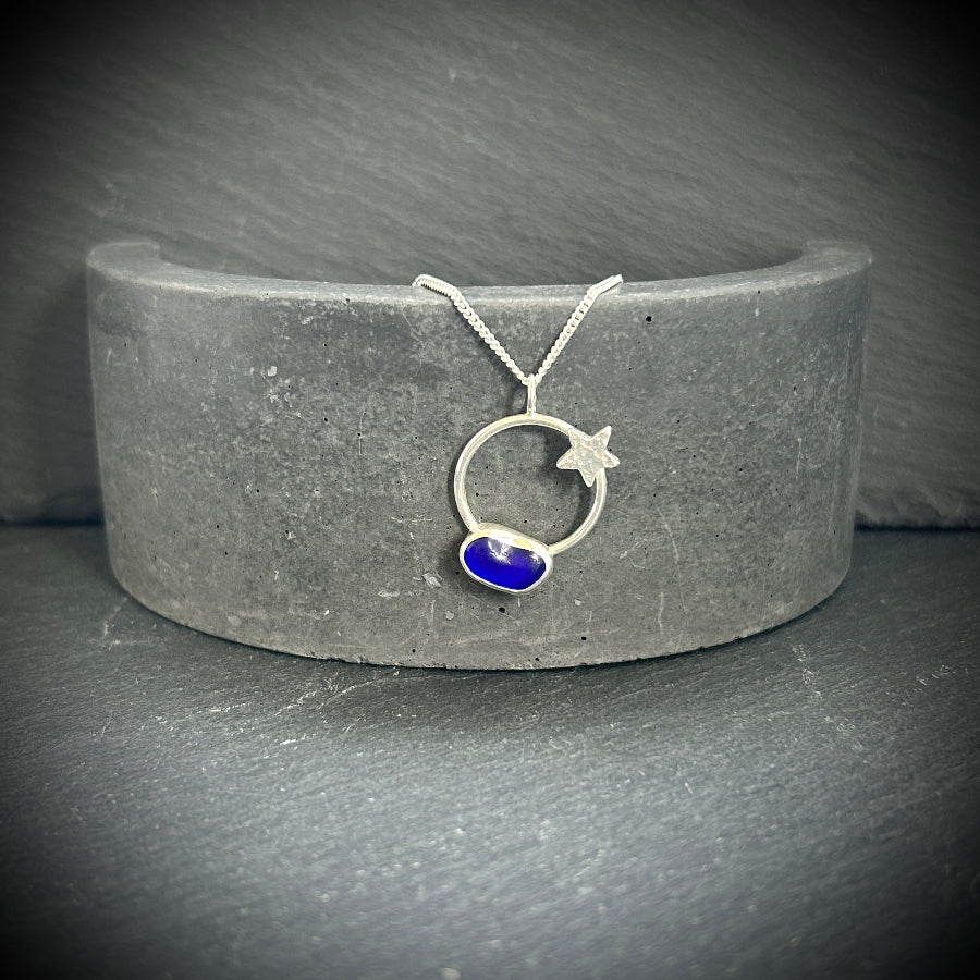 Bright Blue Sterling Silver Seren star necklace