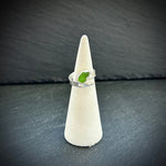 Bright green Sea glass Sterling silver adjustable ring