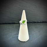 Bright green Sea glass Sterling silver adjustable ring