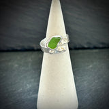 Bright green Sea glass Sterling silver adjustable ring