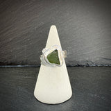 Green Sea Glass adjustable Sterling Silver ring