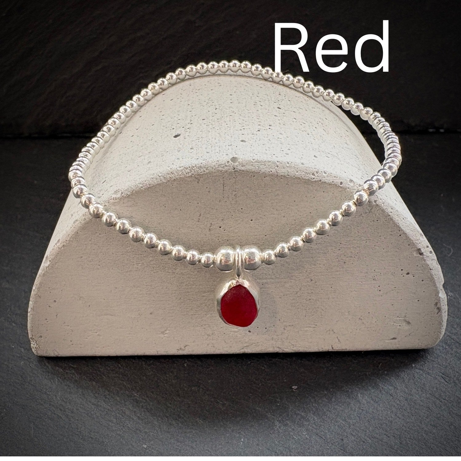 Sterling Silver Sea Glass stacking bracelet