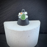 Green Sea Glass adjustable Sterling Silver ring