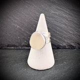 White Sea Glass adjustable Sterling Silver ring