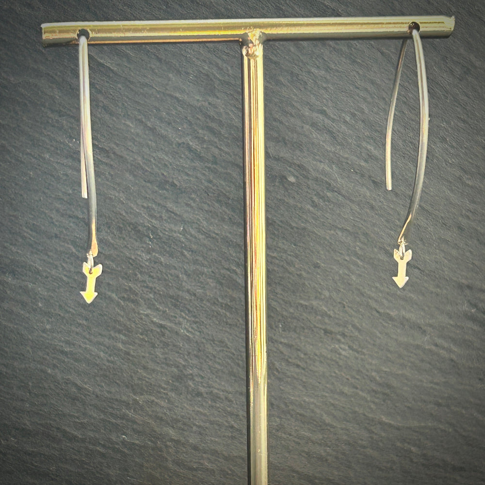 Glimmer drop earrings Silver with Gold arrows