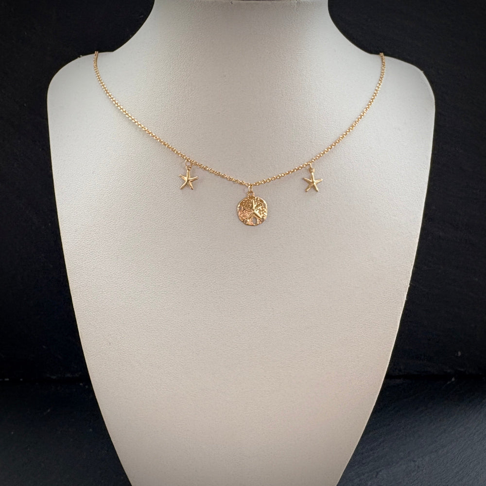 Gold Filled Drift Tide Sand dollar choker necklace